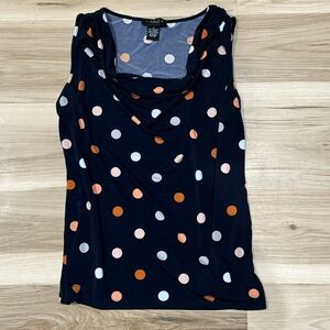 Grace Cowl Neck Polka Dot Tank Top Sleeveless Blouse Women’s Small